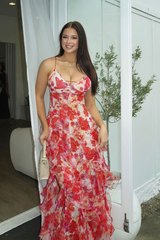 Floral Print Ruffled Maxi Dress