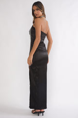 Glitterati Halter Maxi Dress Black