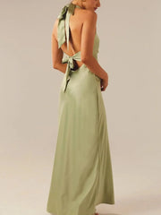 Halter Neck Wrap Maxi Dress