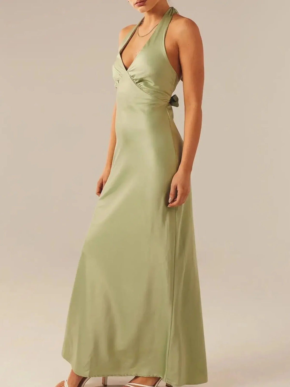 Halter Neck Wrap Maxi Dress