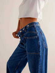 High-Waist Wide-Leg Denim Pants