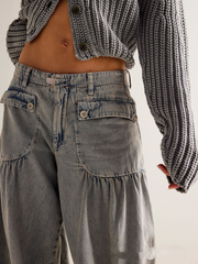 Wide-Leg Denim Pants