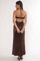 Isle Cut-Out Halter Maxi Dress Gold