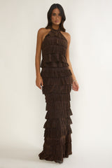 Kaelia Tiered Maxi Dress Brown