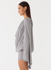 Kyrah Long Sleeve Mini Dress Grey