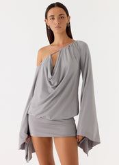 Kyrah Long Sleeve Mini Dress Grey