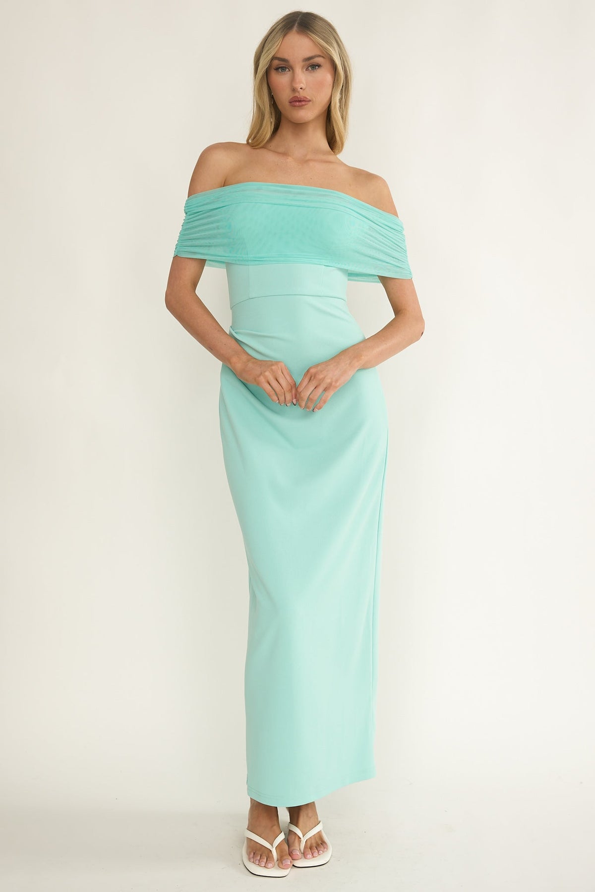 Love Languages Off Shoulder Maxi Dress Mint