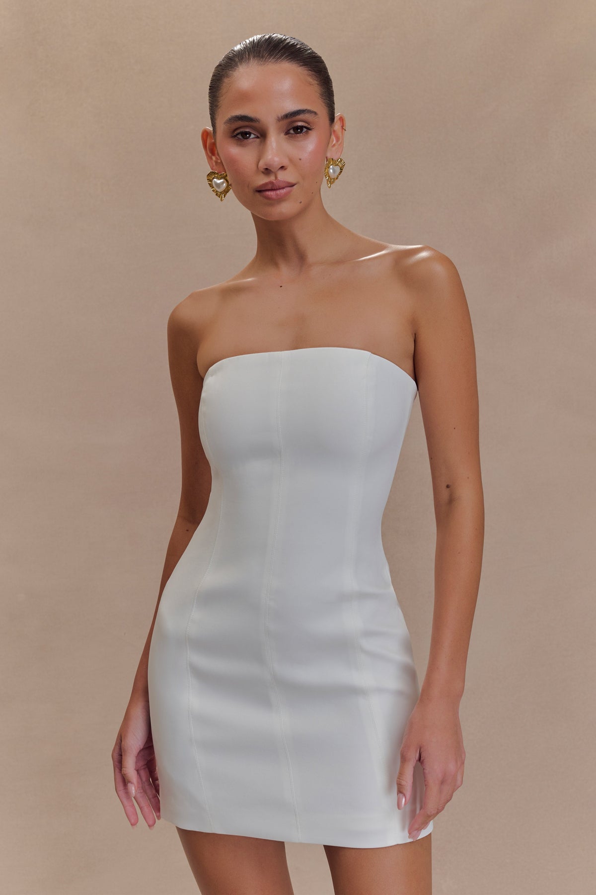 Maci White Crepe Mini Dress
