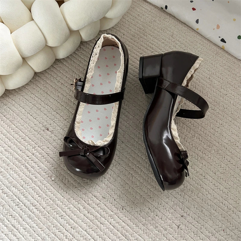 Mary Jane Bow Leather Flats