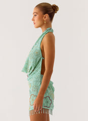 Outlaw Beaded Mini Dress Mint