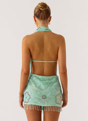 Outlaw Beaded Mini Dress Mint