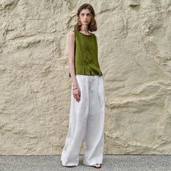 Pleated Hem Linen Top