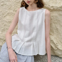 Pleated Hem Linen Top