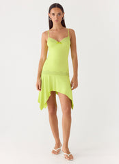 Queen Card Mini Dress Lime