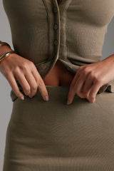 Sheveta Ribbed A-Line Mini Skirt Latte