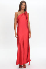 Starfall Rosette Maxi Dress Red