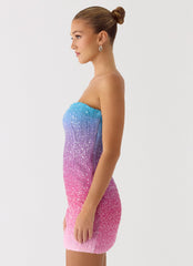 Step Closer Sequin Knit Mini Dress Pink