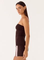 Straight Lines Knit Mini Dress Brown
