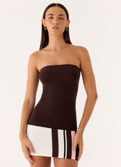 Straight Lines Knit Mini Dress Brown