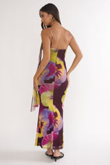 Tallis Asymmetric Maxi Dress Brown
