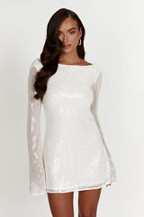 Tava Backless White Cocktail Dress