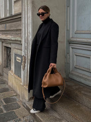 Trapezoid Structured Faux Suede Bag
